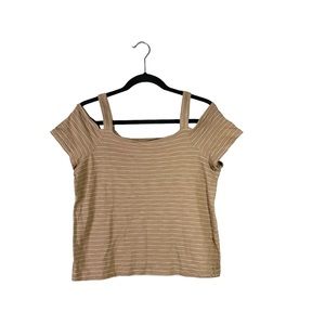 Madewell Boho Casual Cold Shoulder Short Sleeve Striped Blouse Size Large